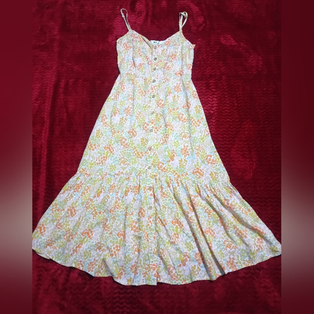Mimi Chica Floral Maxi Dress - Orange and Green